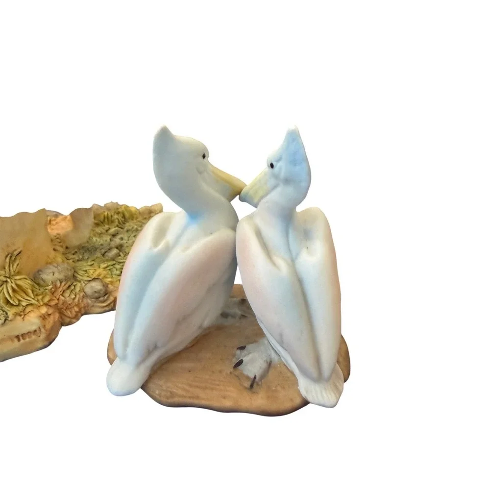 Vintage Capodimonte Style Pelican Bird Figurine Porcelain Crown N Mark 3